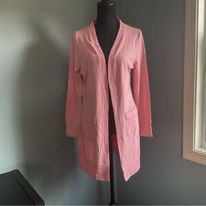 Amazon Pink Open Front Long Cardigan
